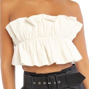 Elegant White Ruffled Tube Top